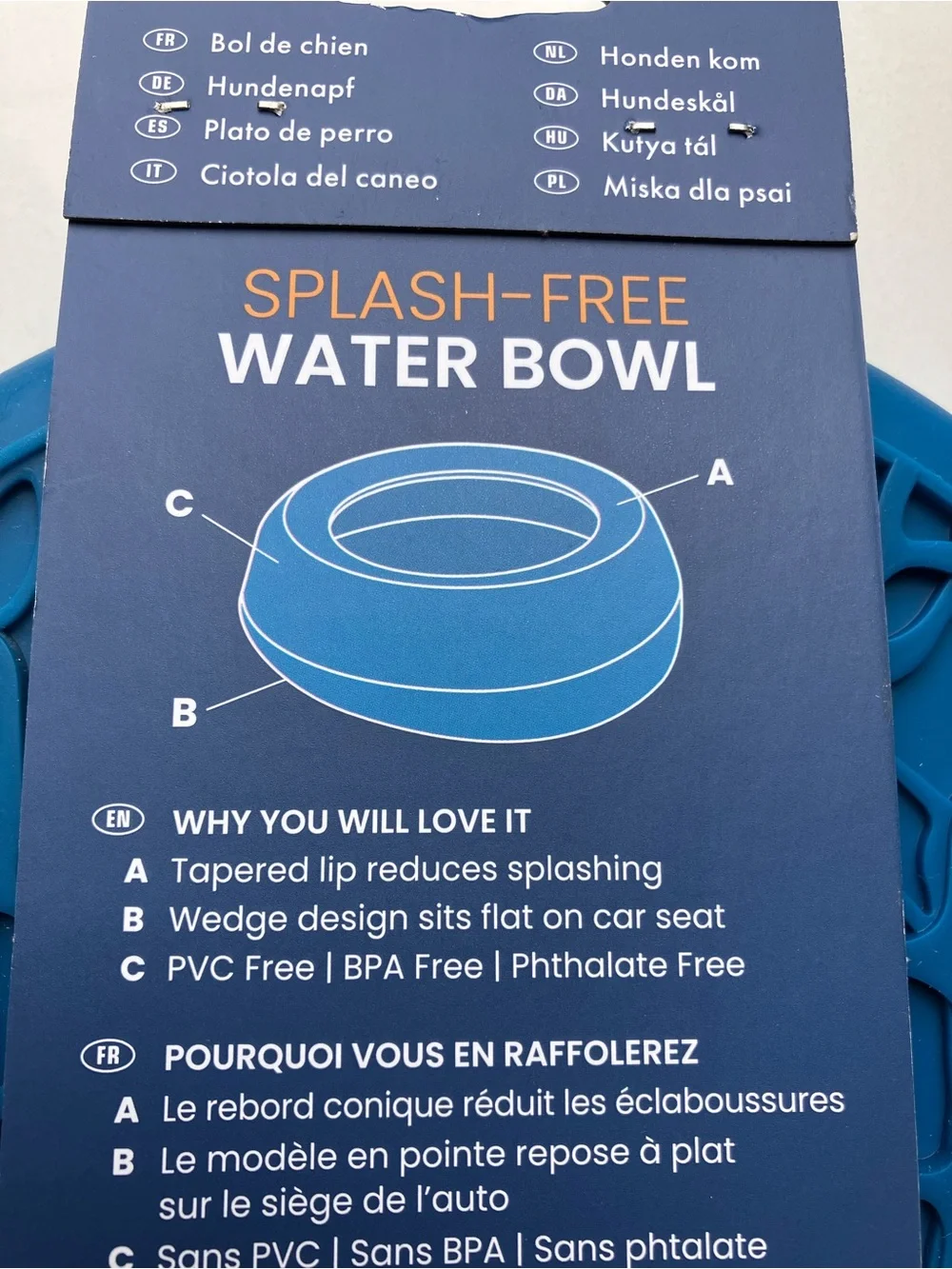 Kurgo Splash-Free Water Bowl — Blue